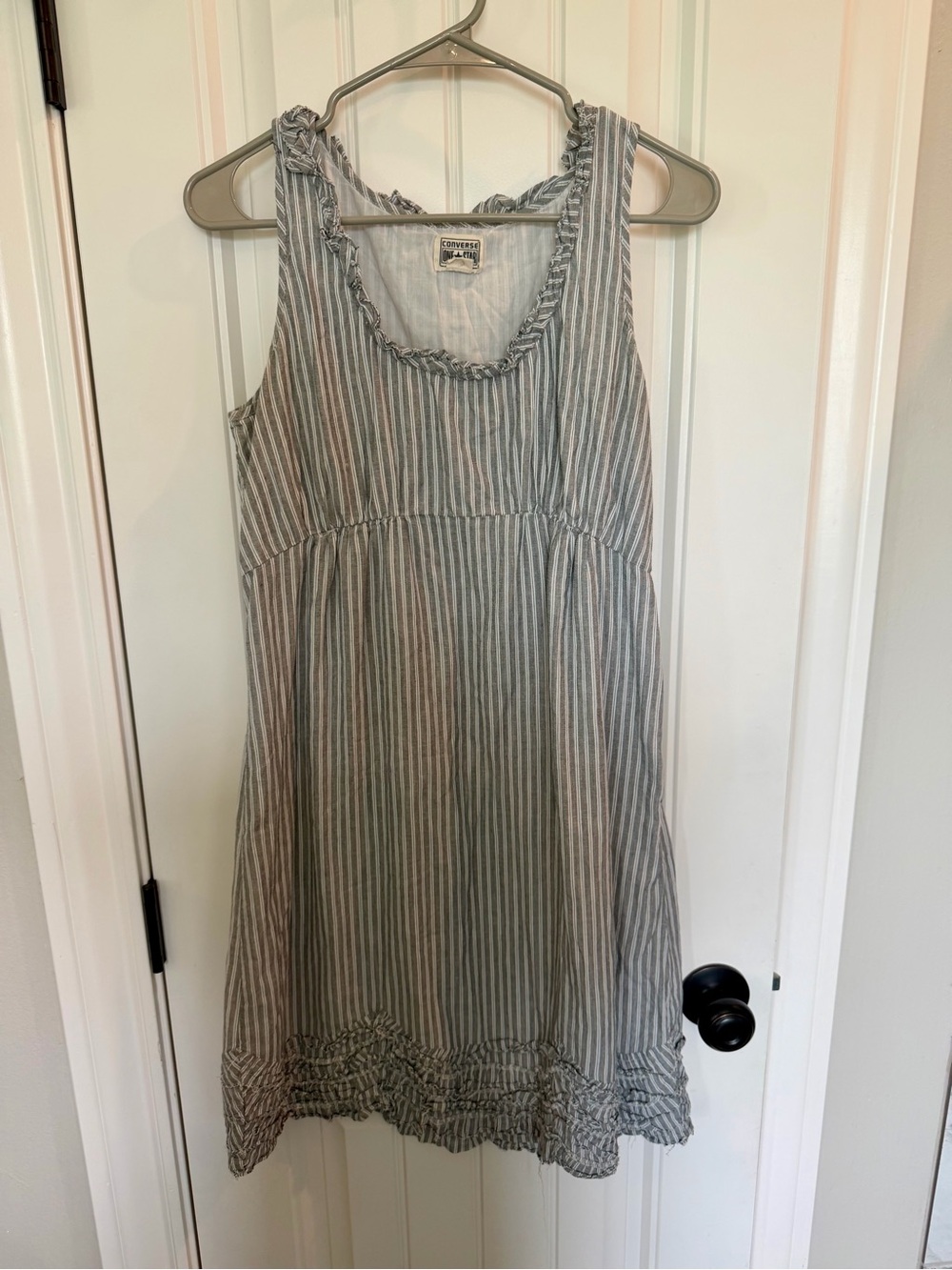 Converse White and Gray Striped Sleeveless Cotton Dress
